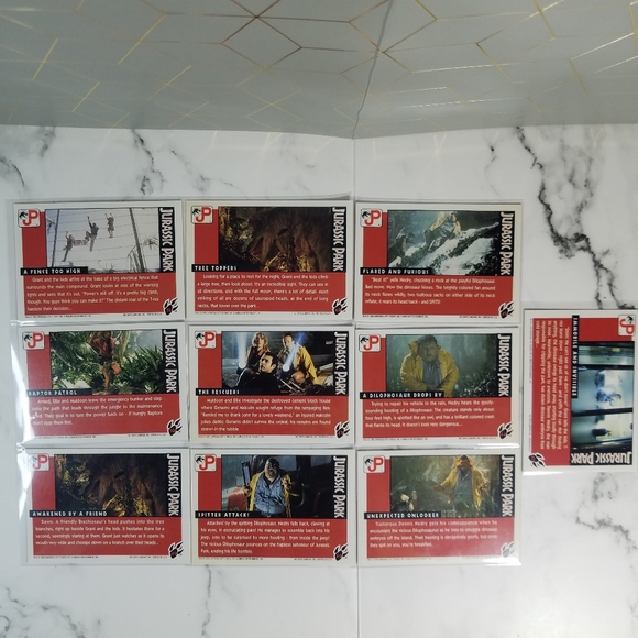 Vintage JP Topps Trading Cards Lot of 10 Jurassic Park Movie Cards Lot #11 - Picture 7 of 11
